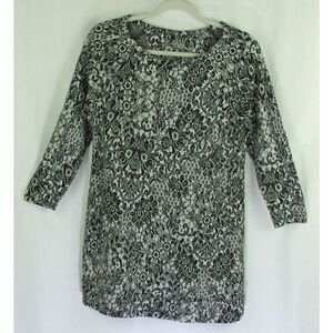 Soma Dress Live Lounge Wear Black Floral Womens Small 3/4 Sleeve